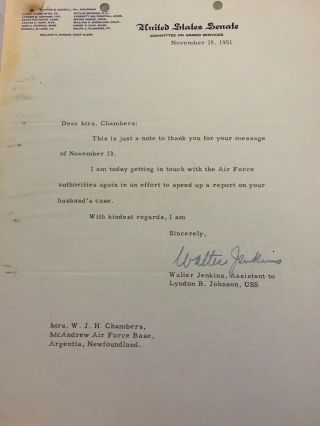 Lyndon Johnson Signed Letter (1952) Re: Major Chambers Army Career 6
