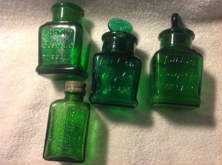 Vintage 1900s Larkin Soap Co Buffalo,  Ny Green 3 Glass Bottles & 1 Ant Poison