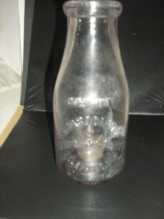 Vintage El Paso Dairy Co Pint Milk Bottle,  Telephone 156,  El Paso,  Texas