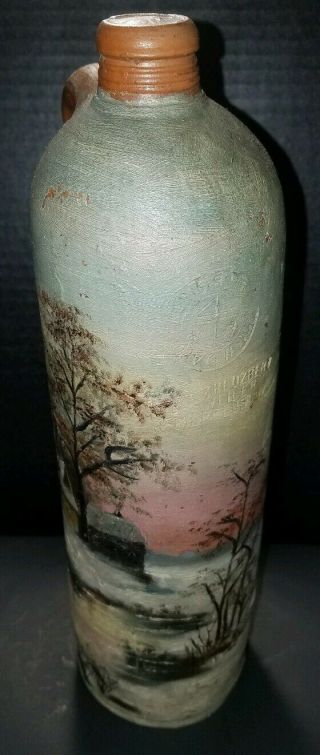 Vintage Georg Kreuzberg Mineral Water Bottle Hand Painted Rare