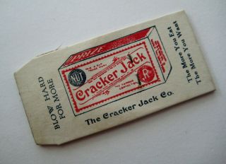 Antique Pat.  1917 Cracker Jack Angelus Mashmallows Blow For More Whistle