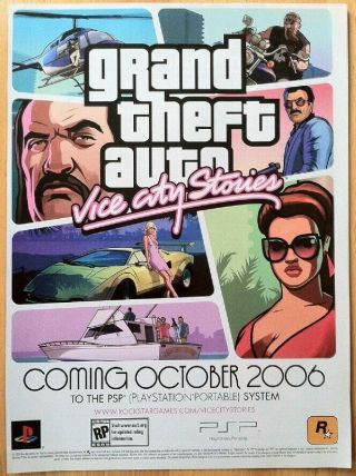 Grand Theft Auto Vice City Stories Poster Ad Print Sony Psp