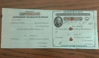 William H.  Taft Signed Distillery Warehouse Stamp - President - Autograph