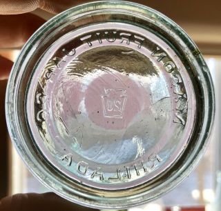 Rare Fruit Jar Insert Emb.  MASON FRUIT JAR CO.  Keystone Symbol With “20” Center 3