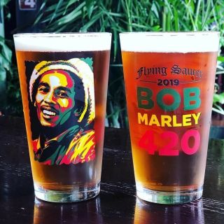 Flying Saucer Houston Texas 420 Bob Marley Pint Glass