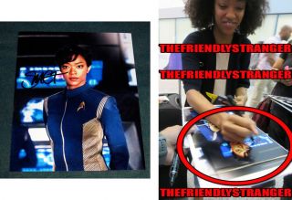 Sonequa Martin - Green Signed " Star Trek Discovery " 8x10 Photo B Exact Proof -