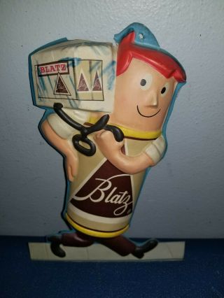(vtg) 1960s Blatz Beer Can Man Statue Figure Plastic 6 Pack Ice Sign Rare