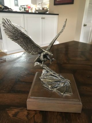 Artist Wally Shoop Caste Bronze Eagle Sculpture