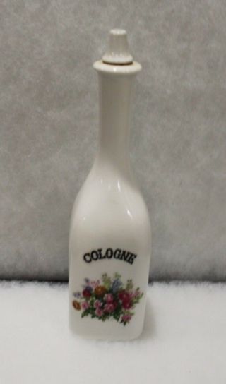 Antique White Milk Glass Cologne Barber Bottle With Stopper Flower Design
