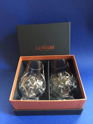 The Glencairn Official Cut Whisky Nosing Glass X 2 In Black & Gold Gift Box