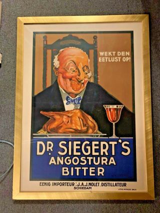 Vtg 1930 ' s Poster Dr Siegert ' s Angostura Bitter Litho Myncke Brux WN Stott/Fleet 2