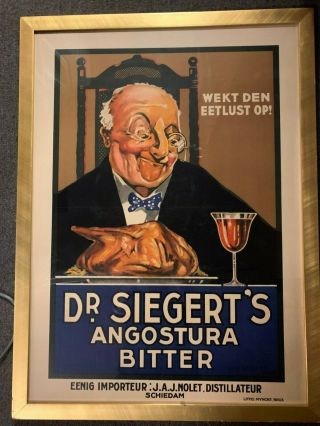 Vtg 1930 ' s Poster Dr Siegert ' s Angostura Bitter Litho Myncke Brux WN Stott/Fleet 3