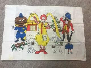 1976 Mcdonaldland Ronald Mcdonald Twin Bed Fitted Sheet & Pillow Case Vintage