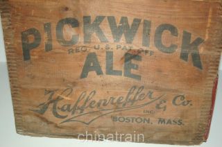 Vintage Pickwick Ale Haffenreffer Wood Box Crate 12 Quart Bottle Case 17x12x13 "