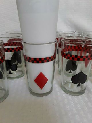 Set of 12 Vintage Mid Century Modern Glass Playing Card Tumblers 4