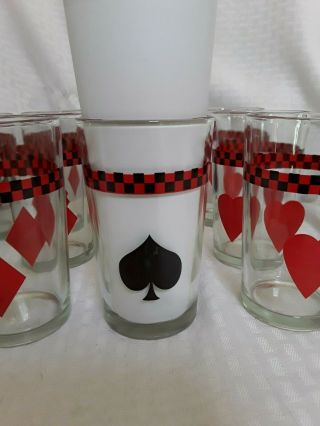 Set of 12 Vintage Mid Century Modern Glass Playing Card Tumblers 5