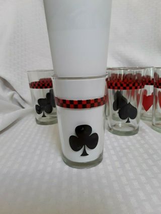 Set of 12 Vintage Mid Century Modern Glass Playing Card Tumblers 6
