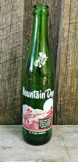 Vintage 60s Era Mountain Dew Hillbilly Soda Bottle Mt Dew It 