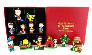 Charlie Brown And The Peanuts Gang Christmas Ornaments 12 Piece Boxed Set 1990