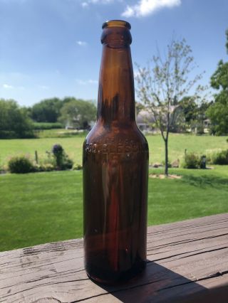 Scarce 1930s Geo.  Blessing Amber Brown Beer Bottle (grafton,  Wis)