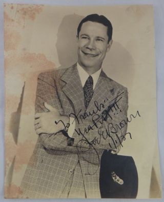 Joe E.  Brown (actor,  Comedian) Signed Photo Inscribed To Frank Souchak.