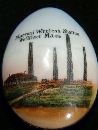 Marconi Wireless Station Wellfleet,  Ma Souvenir Porcelain Egg Shaped Trinket Box
