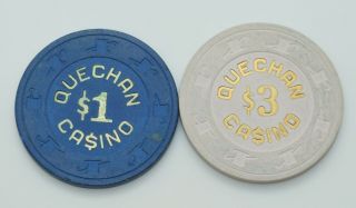 Set Of 2 Quechan $1 - $3 Casino Chips Yuma California H&c Paul - Son Mold