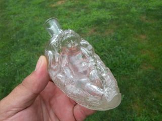 Rare Antique Figural Baby Basket Bottle Perfume Oil Medicine Moses Blown Glass
