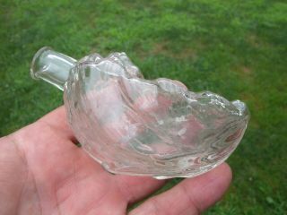 Rare Antique Figural Baby Basket Bottle Perfume Oil Medicine Moses Blown Glass 2
