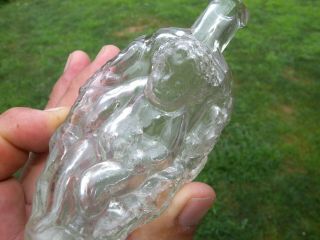 Rare Antique Figural Baby Basket Bottle Perfume Oil Medicine Moses Blown Glass 6