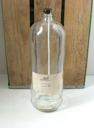 Vintage Medical Large Clear Glass Iv Bottle With Partial Label 2000 Ml Hospital