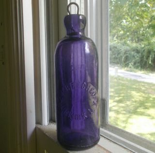 Dunkirk,  Ny A.  L.  Beecher Amethyst Purple Hutchinson Stopper Soda Bottle 1890s