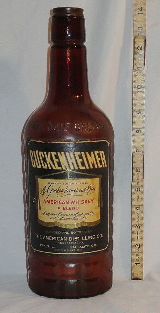 Vintage A.  Guckenheimer & Bros.  American Whiskey 1/2 Gal.  Coin Piggy Bank Bottle