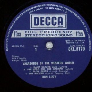 THIN LIZZY Vagabonds Of The Western World U.  K.  DECCA LP Near 2
