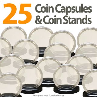25 Capsules & 25 Stands For Poker Casino Chips Direct Fit Airtight 40.  6mm Holder