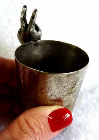 Vin Silver - Plated Metal Shot Glass By Napier 2 - Finger Peace Sign Well 2 Oz