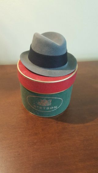 Vintage Mens Stetson Hat Salesman Sample Mini Green Felt Orig Box