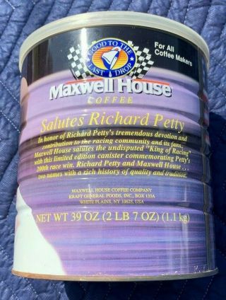 Maxwell House Full 39 Oz.  Richard Petty Coffee Can 1994