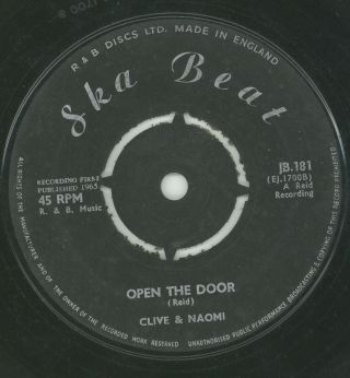 " Open The Door.  " Clive & Naomi.  Ska Beat 7in 1965.