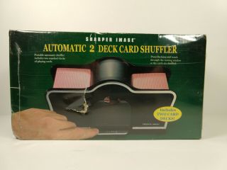 Sharper Image Automatic 2 Deck Card Shuffler Box 4