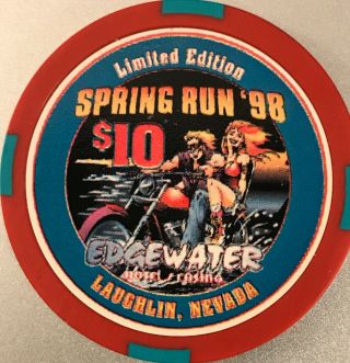 Edgewater - Laughlin,  Nv $10 River Run 1998 Casino Chip