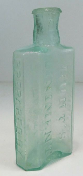 RARE c1840 AGUA OPEN PONTIL - HUNT ' S LINIMENT by C.  E.  STANTON SING SING,  NY 2