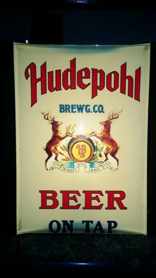 Vintage 3 - D HUDEPOHL BEER SIGN LIGHT Elk Logo Cincinnati Ohio Brewing Ad Bar Pub 2