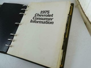 1975 Vintage Chevrolet Consumer Information Dealer Dealership Car Binder Book 3