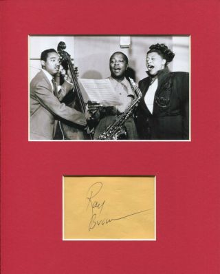Ray Brown Bassist Jazz Rare Signed Autograph Photo Display W/ Ella Fitzgerald