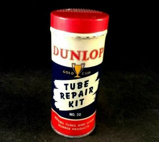 Vintage Dunlop Tire Tube Repair Patch Kit Tin Can Rare Old Advertising Gas Oil