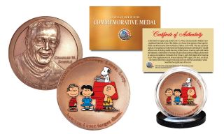 Colorized Charles Schulz Commemorative Medal Peanuts Coin Snoopy Charlie Brown