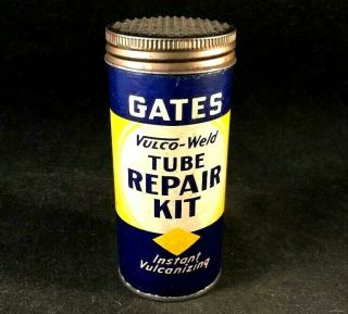 Vintage Gates Tire Tube Repair Patch Kit Rare Old Advertising Oil Gas Can 1950s