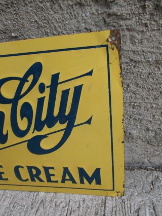 Vintage Tin Sign - Gem City Ice Cream - Embossed Advertising 6