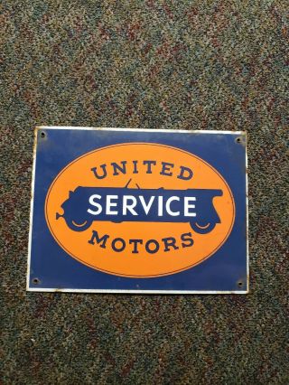 United Motors Service Porcelain Sign Dealership Car